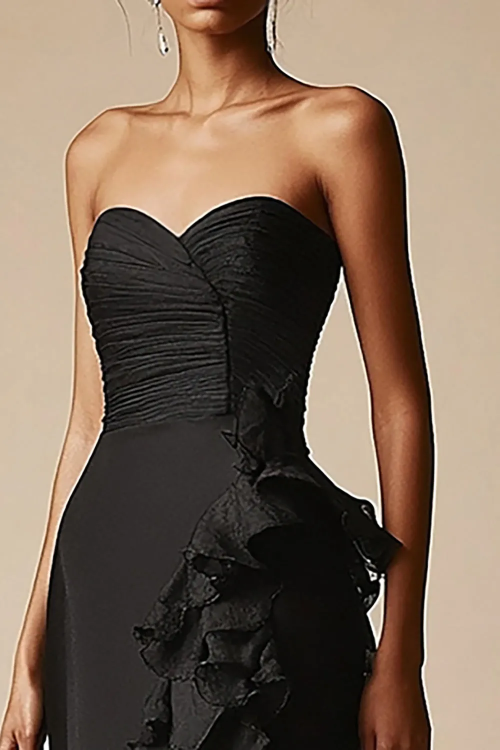 Strapless Black Mermaid Ruffles Formal Dress sold by Zapaka product image thumbnail 2