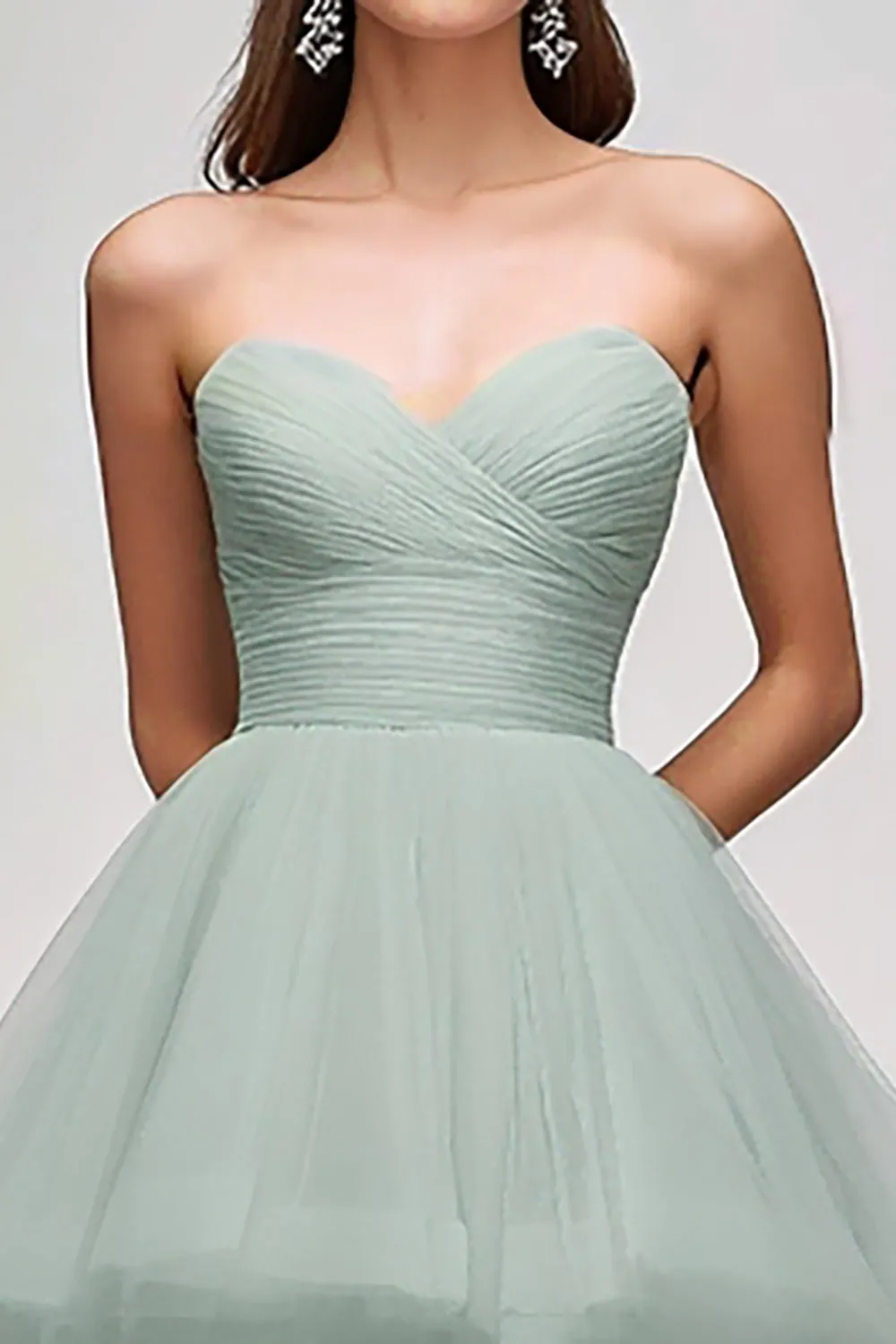 Light Green Ruffled Sweetheart Long Prom Dress sold by Zapaka product image thumbnail 2