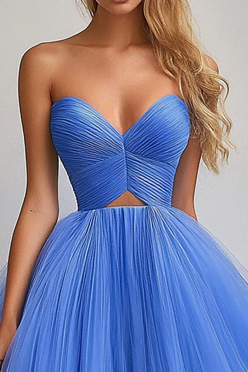 A Line Blue Sweetheart Long Tulle Prom Dress sold by Zapaka product image thumbnail 2