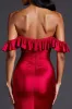 Red Ruffled Off the Shoulder Mermaid Long Formal Dress with Slit sold by Zapaka