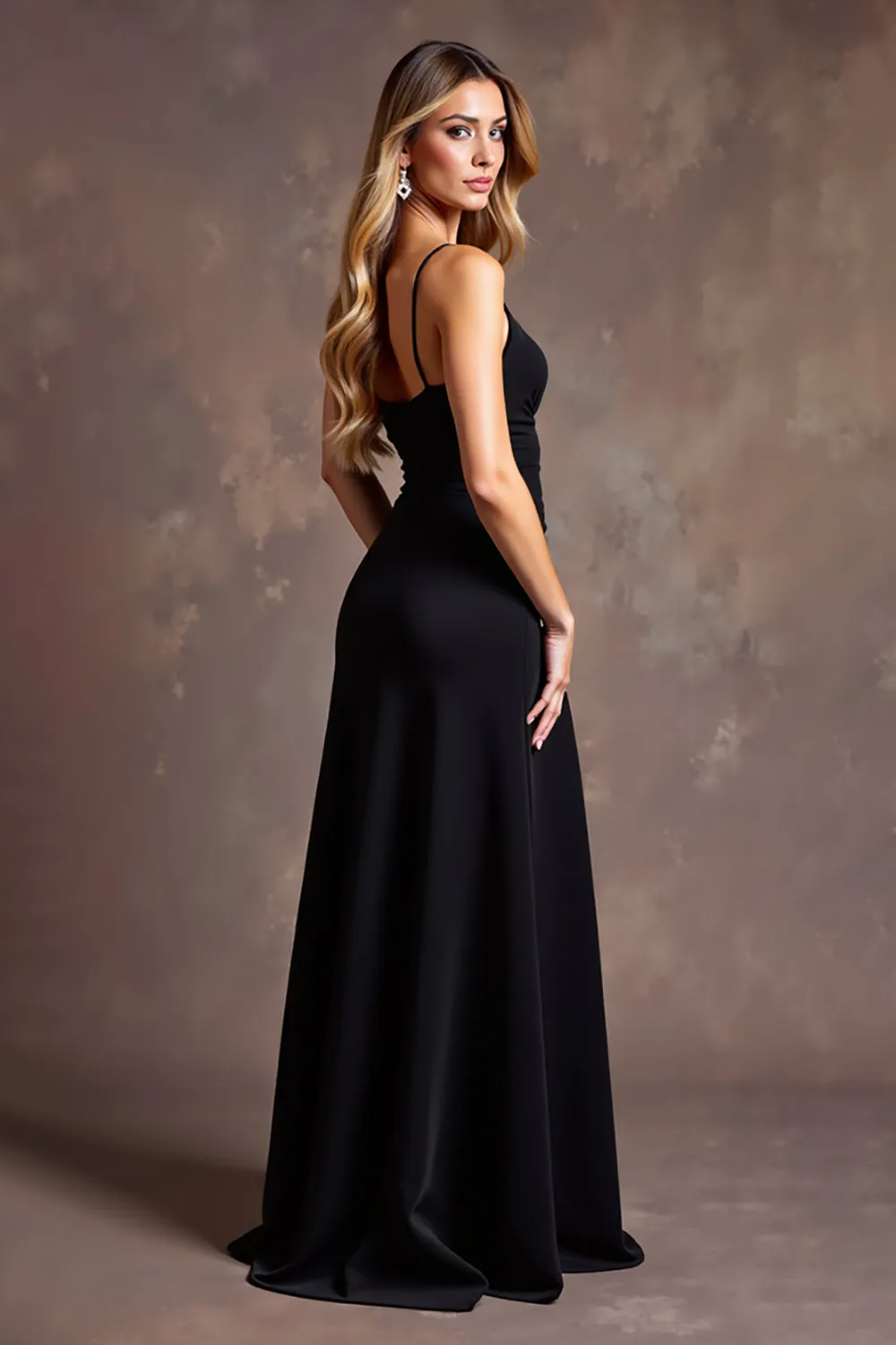 Spaghetti Straps Black Long Formal Dress with Slit sold by Zapaka product image thumbnail 2