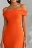 Orange Off the Shoulder Mermaid Long Formal Dress sold by Zapaka