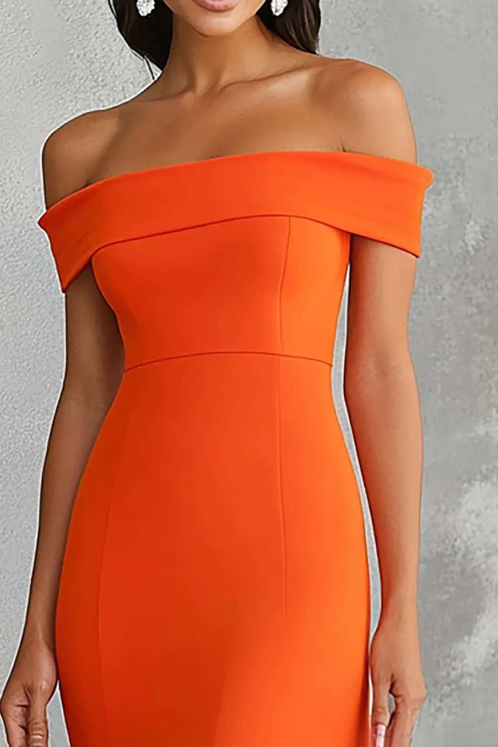 Orange Off the Shoulder Mermaid Long Formal Dress sold by Zapaka product image thumbnail 2