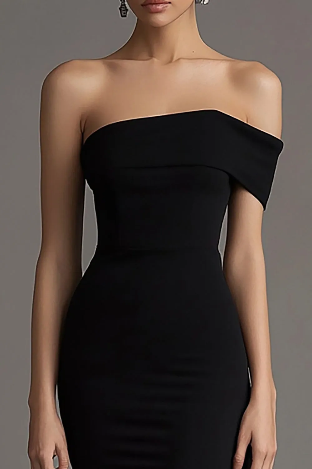 Off The Shoulder Bodycon Long Black Tie Dress sold by Zapaka product image thumbnail 2