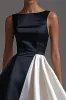 A Line Boat Neck Satin Black Tie Dress sold by Zapaka