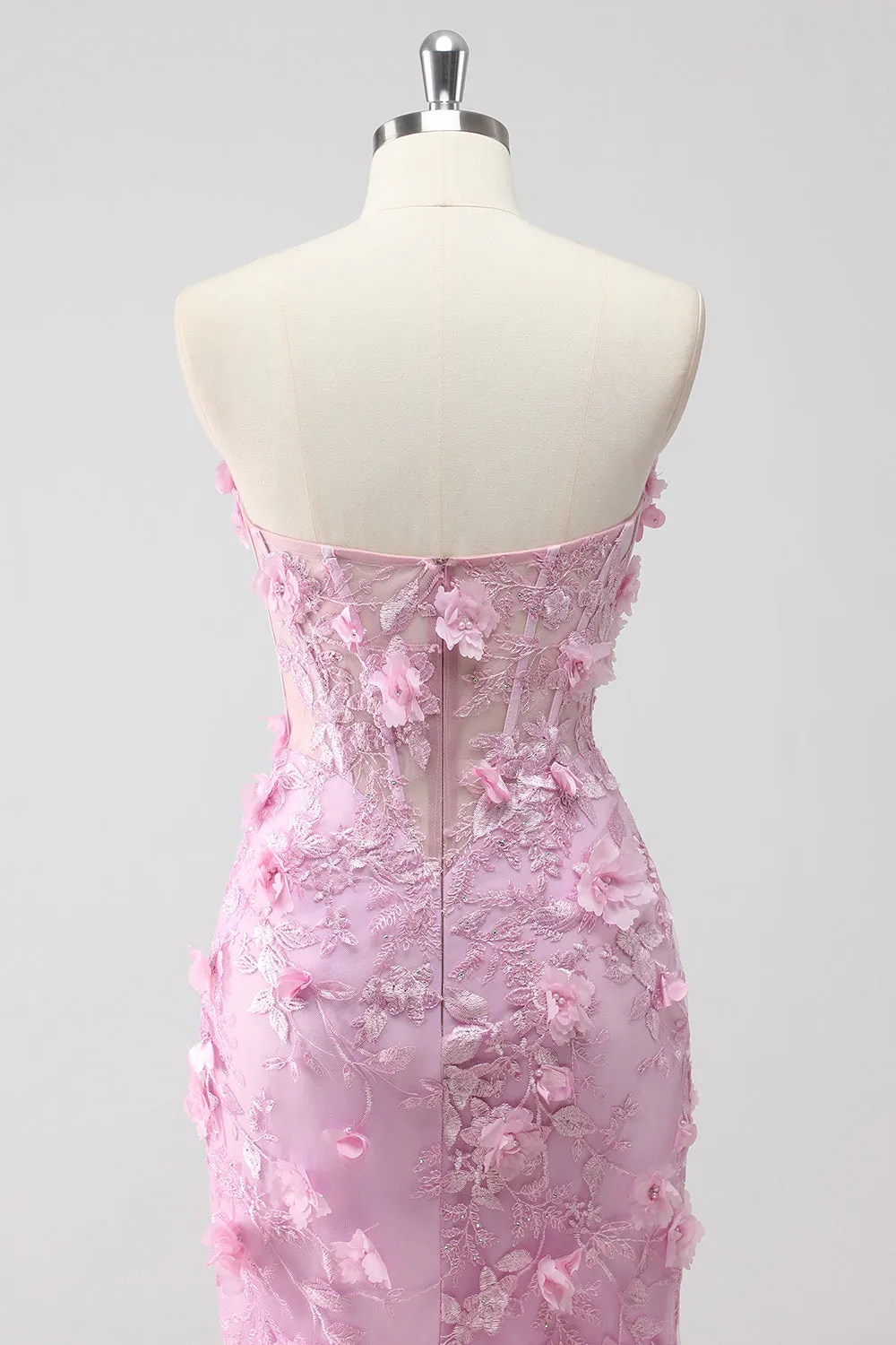 Lilac Strapless Coset Applique Mermaid Long Prom Dress with Slit sold by Zapaka product image thumbnail 5