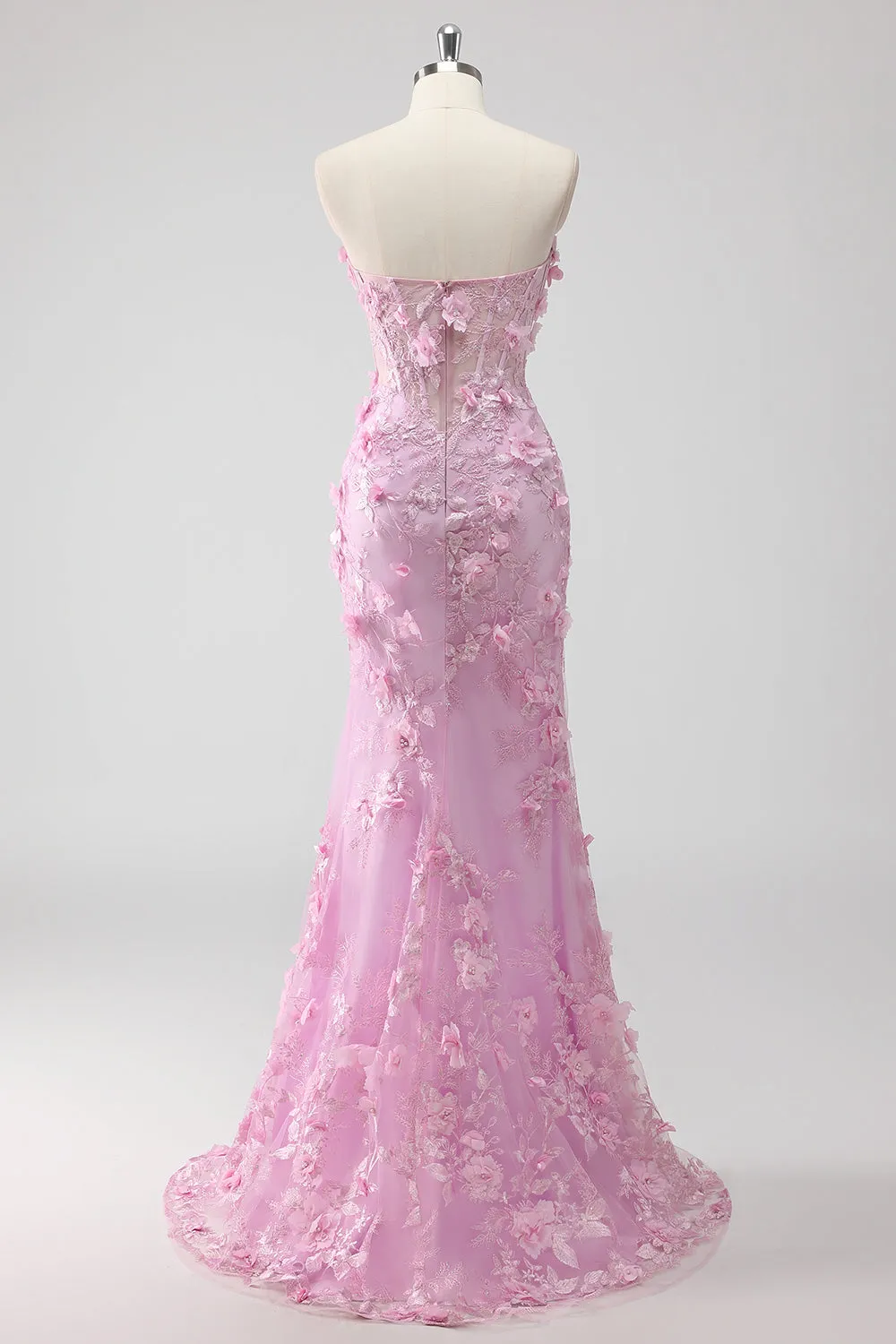 Lilac Strapless Coset Applique Mermaid Long Prom Dress with Slit sold by Zapaka product image thumbnail 2