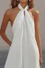 White Sheath Halter Chiffon Long Boho Beach Dress sold by Zapaka