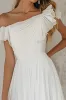 Off the Shoulder A Line Ruched Boho White Dress sold by Zapaka