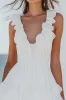 A-Line Ruffles V Neck Pleating Little White Graduation Dress sold by Zapaka