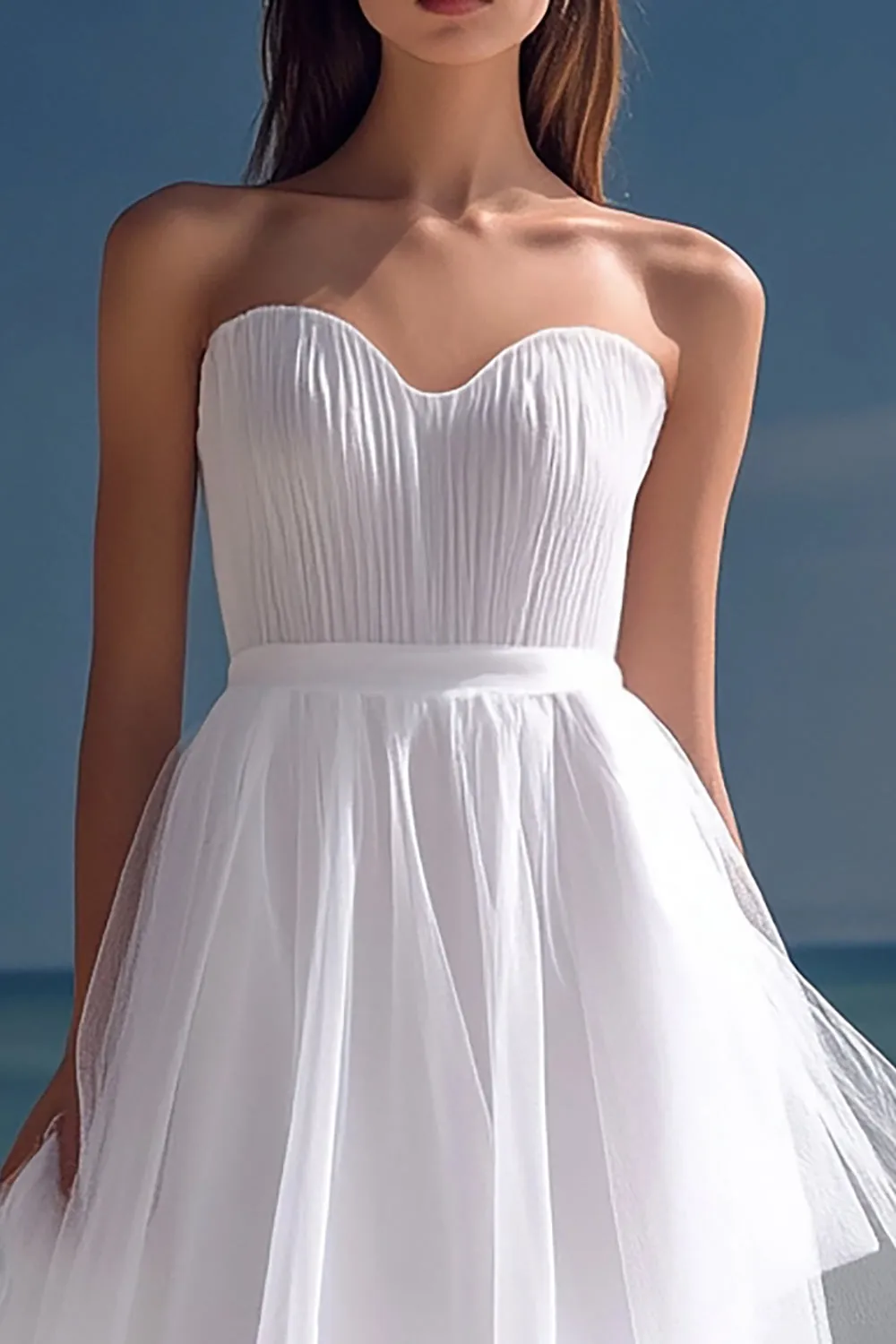 Strapless A-Line High Low Little White Graduation Dress sold by Zapaka product image thumbnail 2