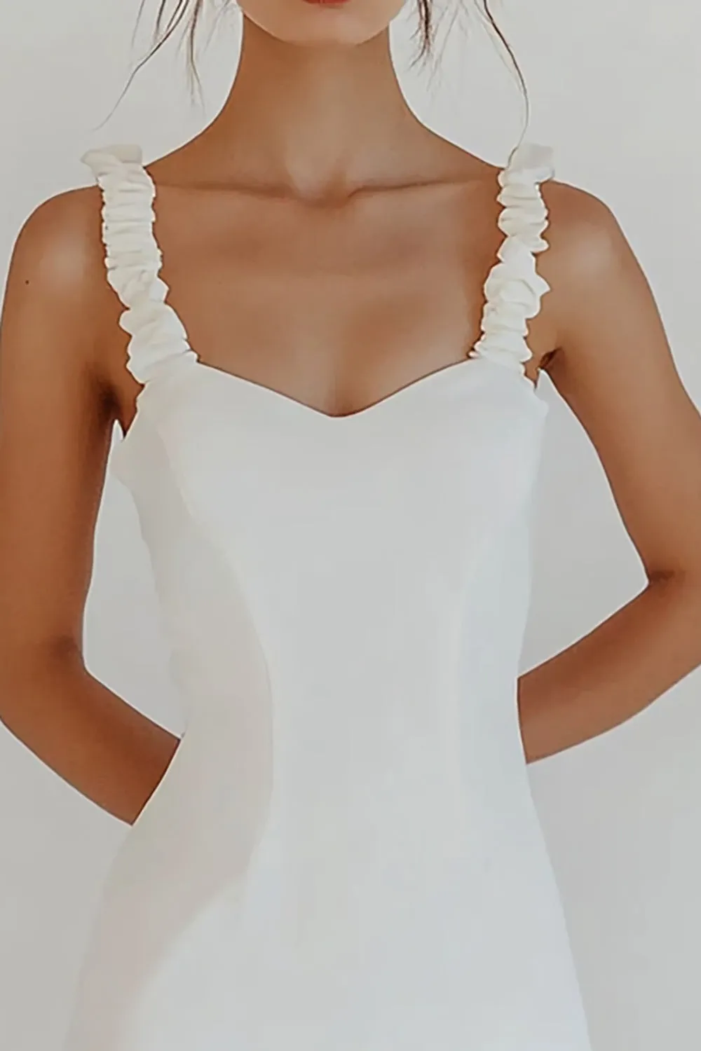 Chic Bodycon Ruffled White Graduation Dress sold by Zapaka product image thumbnail 2