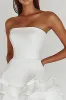 White Strapless A Line Tiered Matte Satin Graduation Dress sold by Zapaka