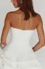 White Strapless A Line Tiered Matte Satin Graduation Dress sold by Zapaka