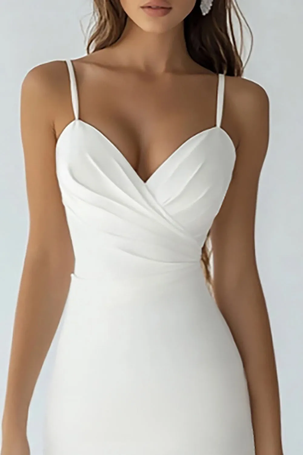 White High Low Ruched Bodycon Graduation Dress sold by Zapaka product image thumbnail 2