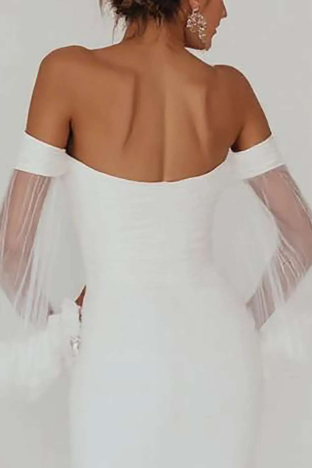 White Off the Shoulder Chiffon Graduation Dress sold by Zapaka product image thumbnail 4