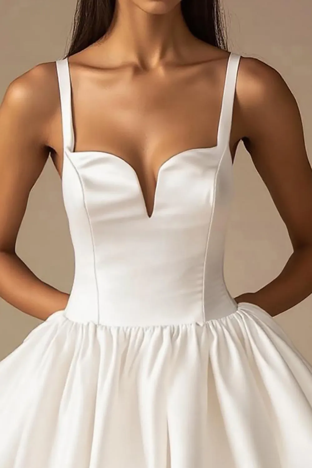 White A Line Spaghetti Straps Short Graduation Dress sold by Zapaka product image thumbnail 3