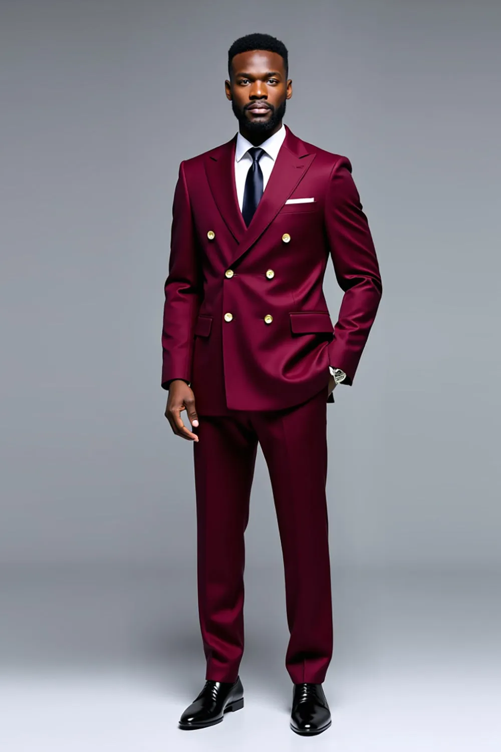 Burgundy Peak Lapel 2 Pieces Men's Prom Suits sold by Zapaka product image thumbnail 3
