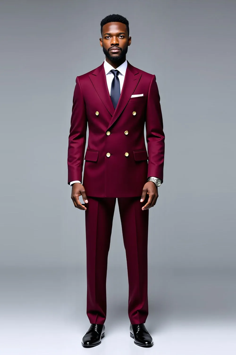 Burgundy Peak Lapel 2 Pieces Men's Prom Suits sold by Zapaka