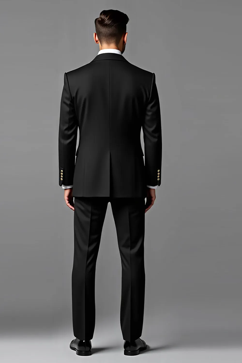 Black Single Breasted Peak lapel 2 Pieces Men's Prom Suits sold by Zapaka product image thumbnail 2