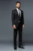 Black Slim Fit 2 Piece Single Breasted Men's Suit with Gold Embroidery sold by Zapaka