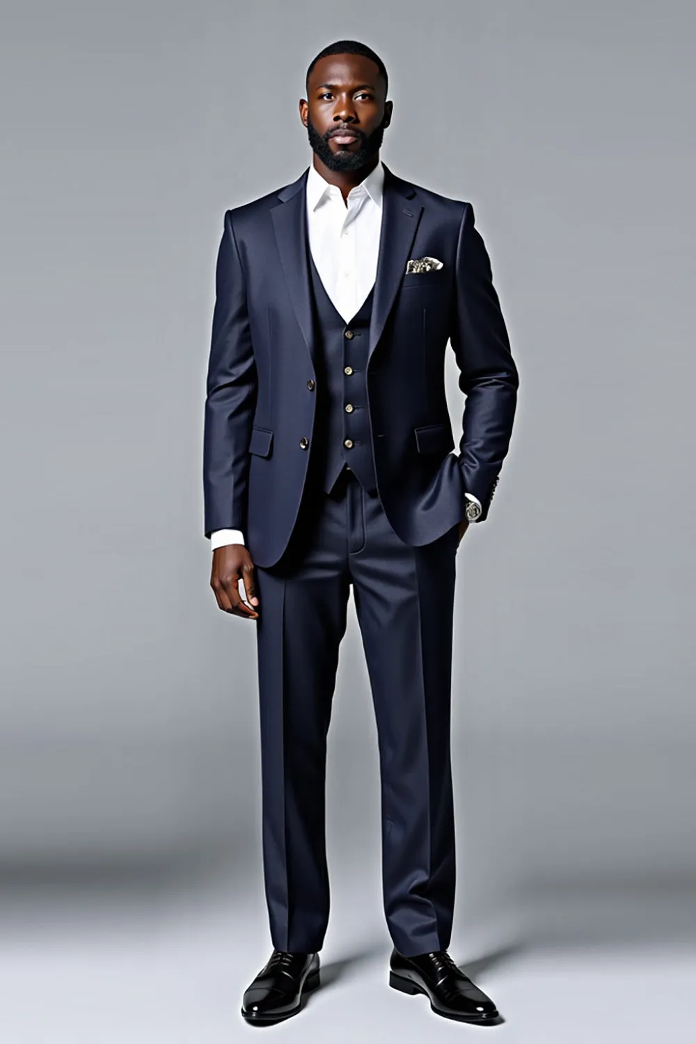 Dark Blue 3 Piece Single Breasted Men's Suit sold by Zapaka product image thumbnail 3