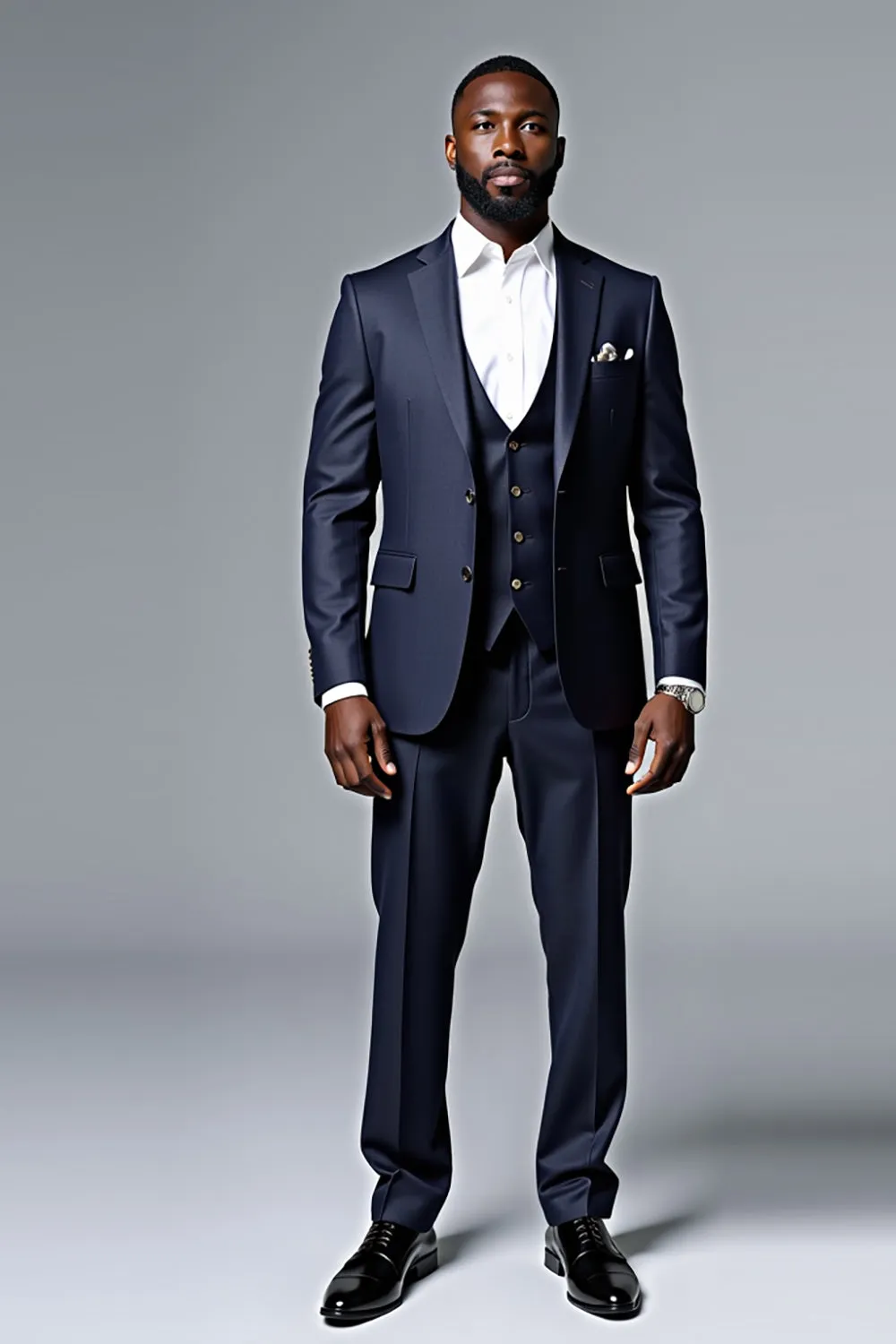 Dark Blue 3 Piece Single Breasted Men's Suit sold by Zapaka