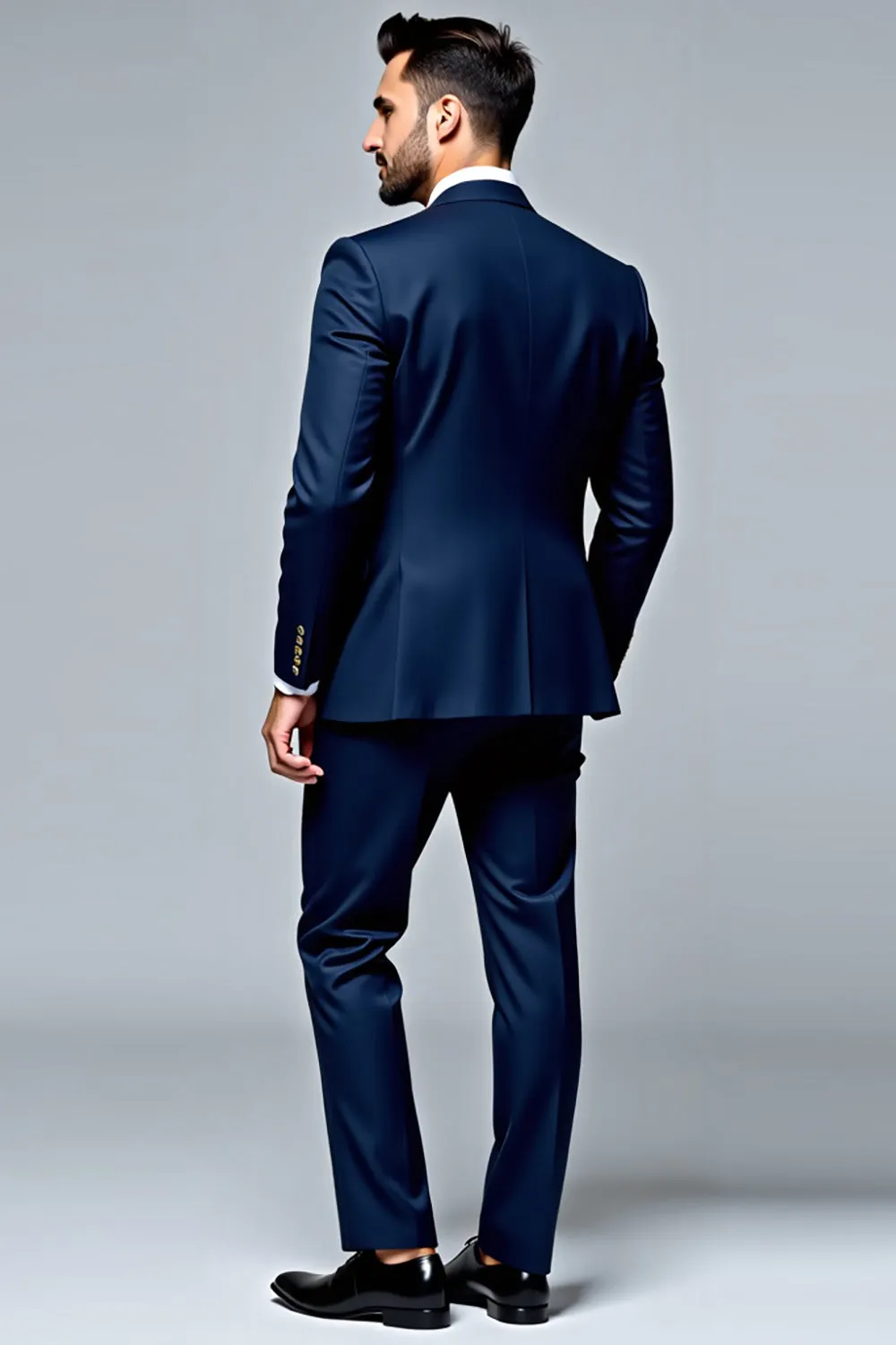 Dark Blue 2-pieces Single Breasted Lapel Slim-fit Men's Suit sold by Zapaka product image thumbnail 2