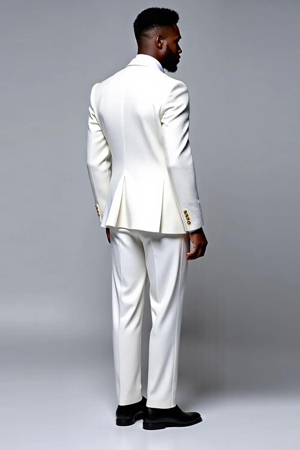 Textured Single Breasted Slim Fit 2 Piece White Men's Suit sold by Zapaka product image thumbnail 2
