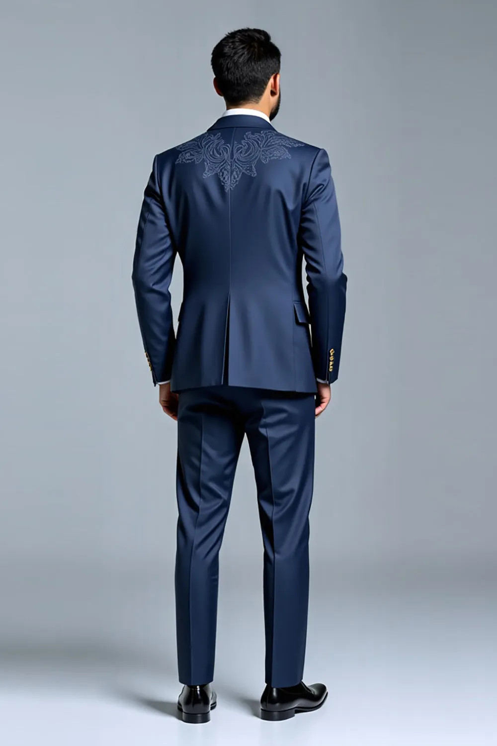 Dark Blue Double Breasted 3 Pieces Notched lapel Men's Prom Suits sold by Zapaka product image thumbnail 2