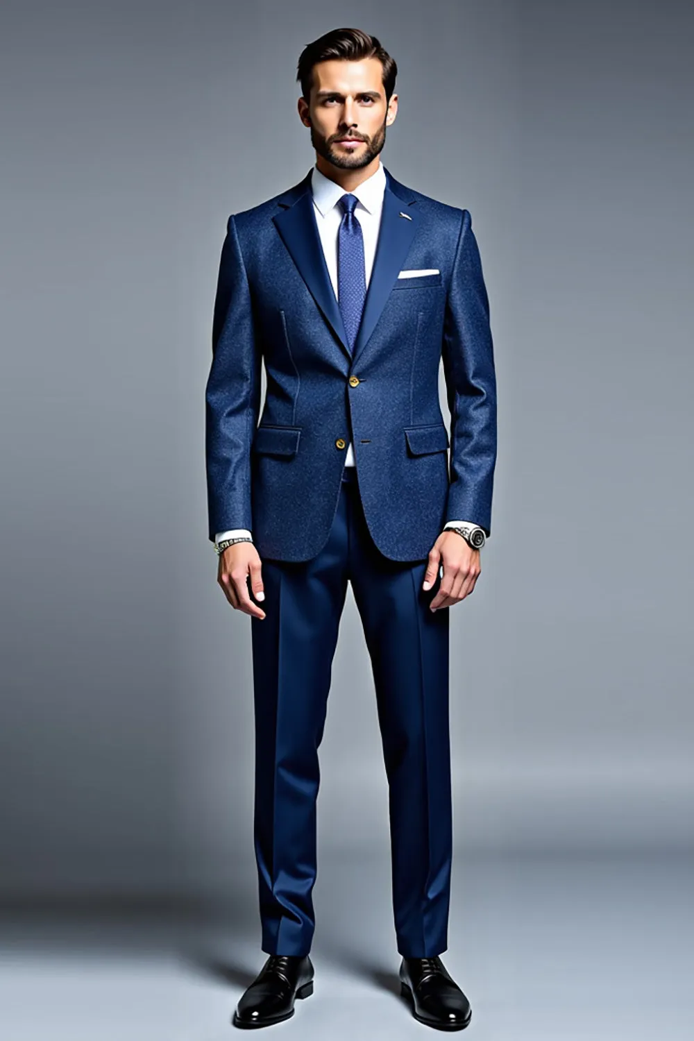 Royal Blue Double Breasted 2 Pieces Notched lapel Men's Prom Suits sold by Zapaka