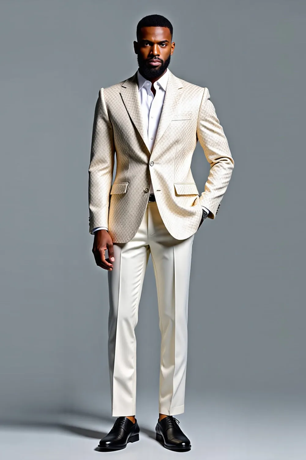 Ivory Notched Laple Single Breasted Men's Prom Suits sold by Zapaka product image thumbnail 3