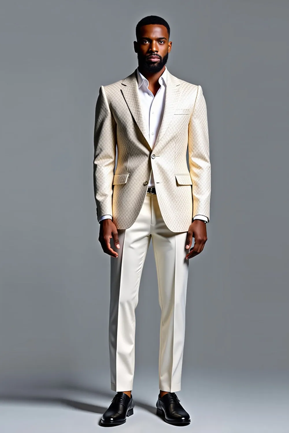 Ivory Notched Laple Single Breasted Men's Prom Suits sold by Zapaka