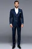 Dark Blue Notched Lapel 3 Pieces Men's Party Suits sold by Zapaka