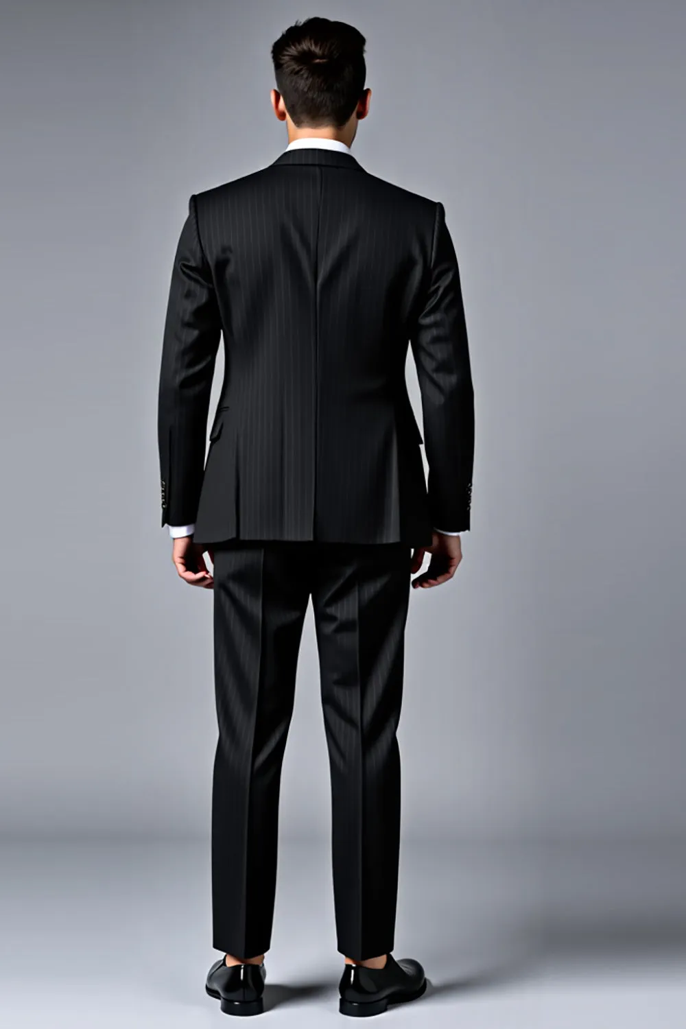 Black Notched Lapel 3 Pieces Stripe Men's Prom Suits sold by Zapaka product image thumbnail 2