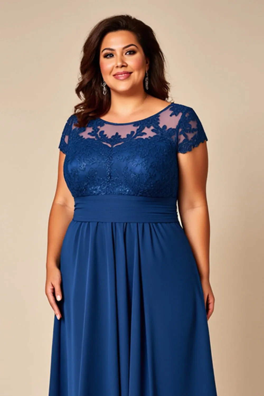 Blue A Line Chiffon Plus Size Mother Of The Bride Dress with Appliques sold by Zapaka product image thumbnail 4