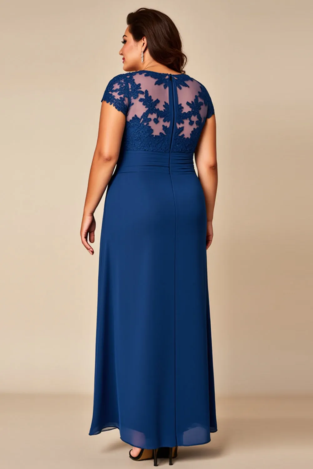 Blue A Line Chiffon Plus Size Mother Of The Bride Dress with Appliques sold by Zapaka product image thumbnail 2