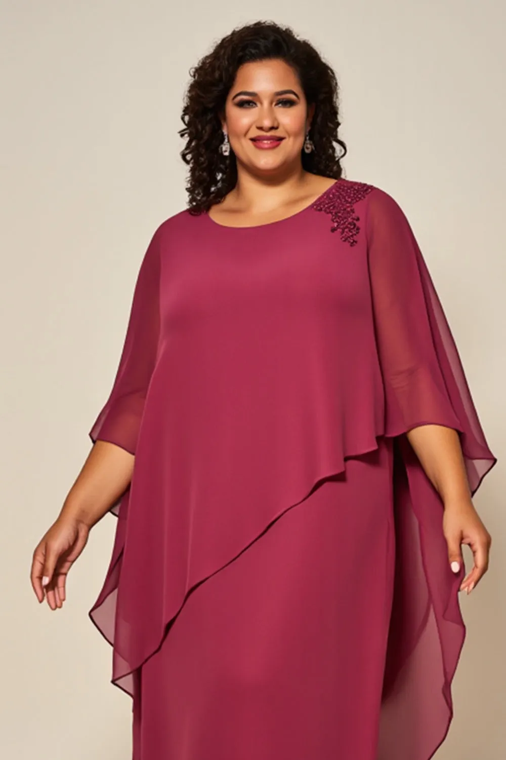 Desert Rose Chiffon A Line Plus Size Mother Of Bride Dress sold by Zapaka product image thumbnail 2