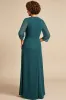 Peacock Sheath Scoop 3/4 Sleeves Long Mother of the Bride Dress with Slit sold by Zapaka