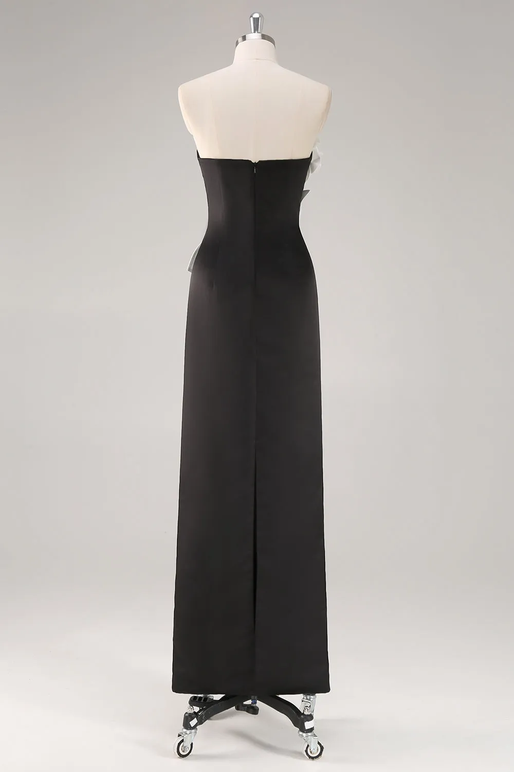 Black Sheath Strapless Wedding Guest Dress with 3D Flowers sold by Zapaka product image thumbnail 2