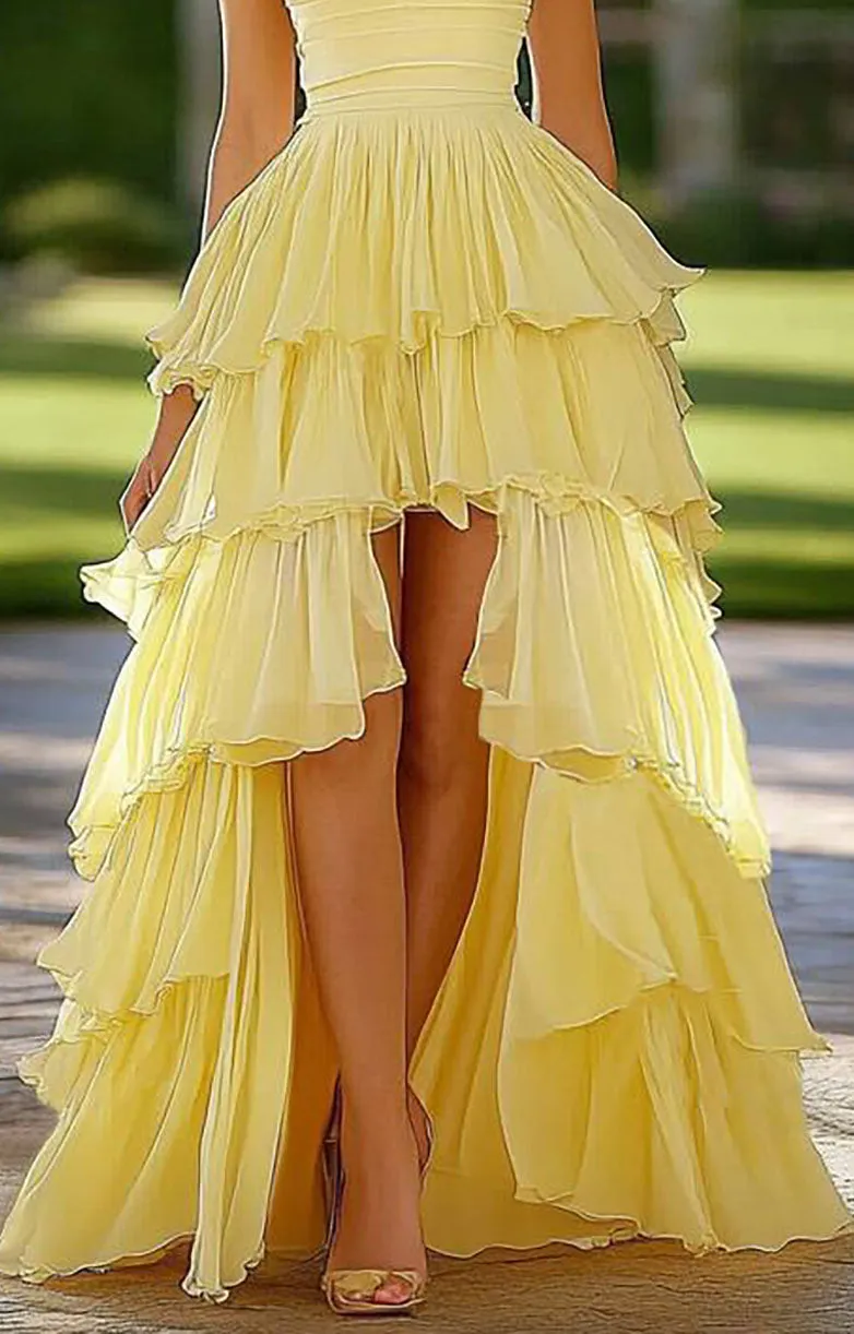 Yellow Corset Long Prom Dress with Appliques Ruffles sold by Zapaka product image thumbnail 3