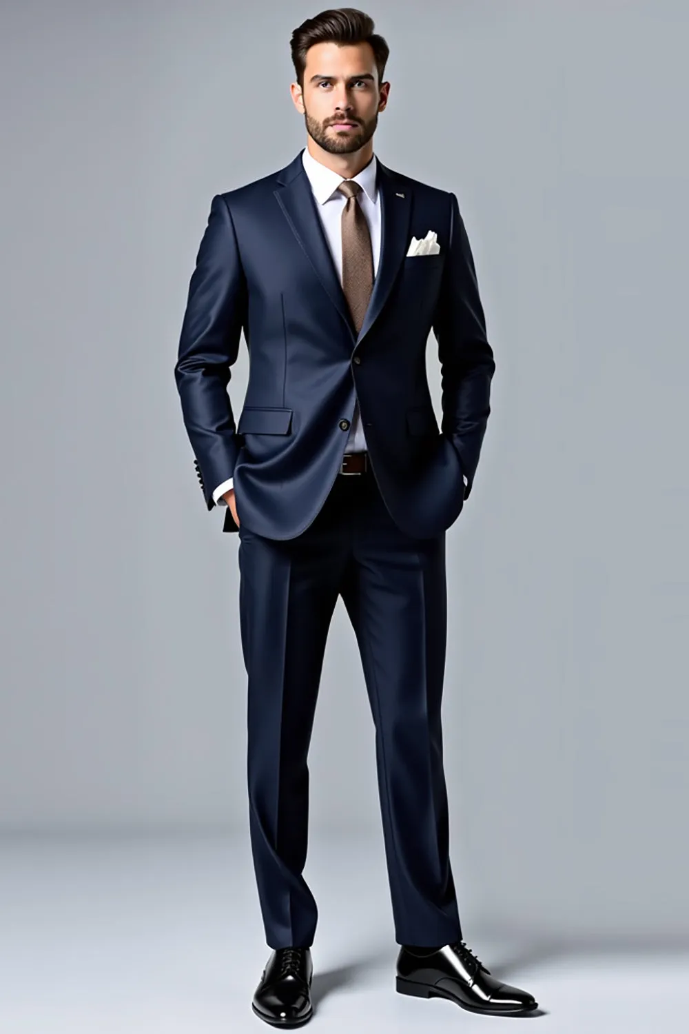 Dark Blue Lapel Single Breasted 2 pieces Men's Suits sold by Zapaka product image thumbnail 3