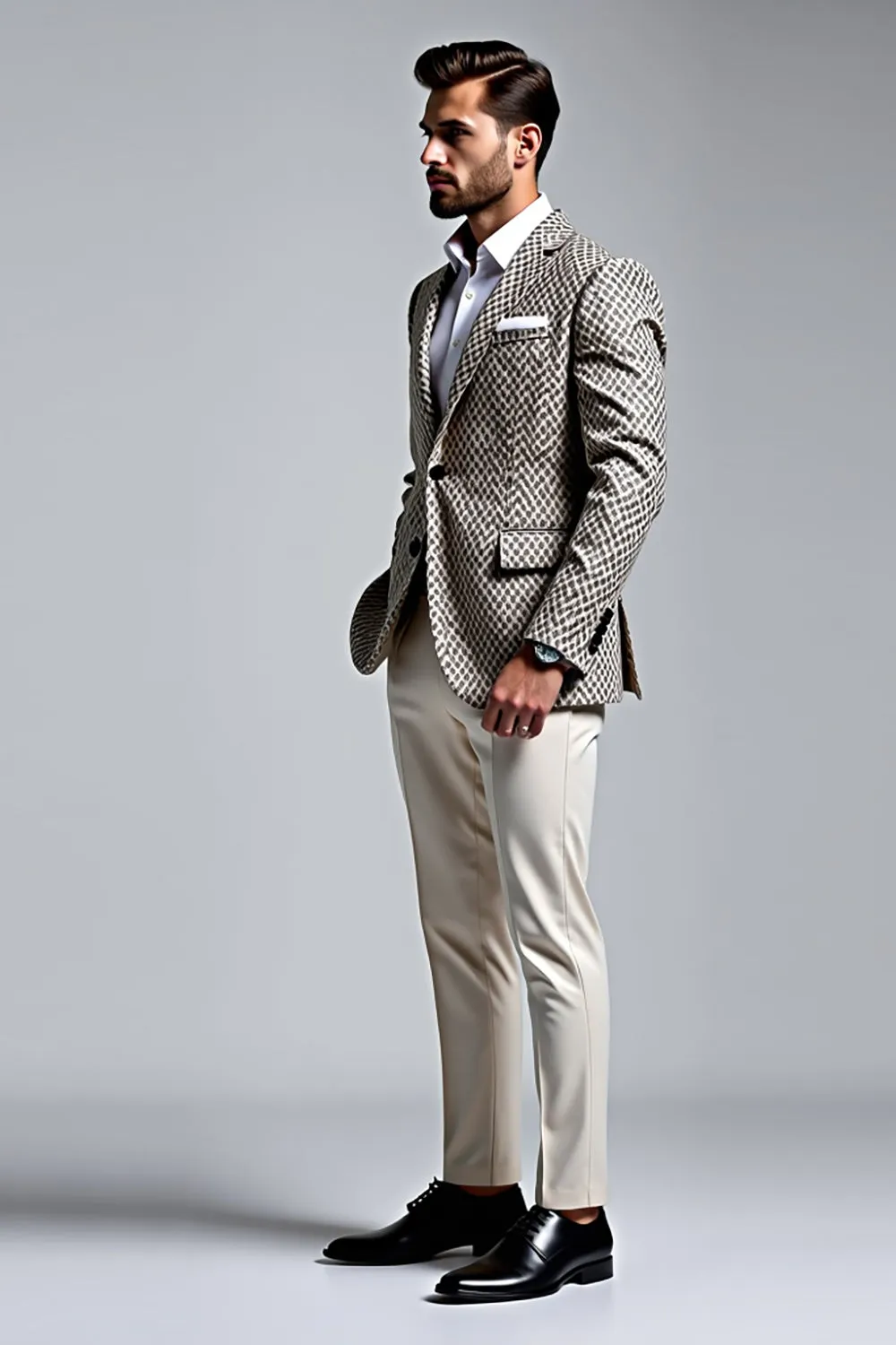 Grey Lapel Single Breasted 2 pieces Men's Suits sold by Zapaka product image thumbnail 3