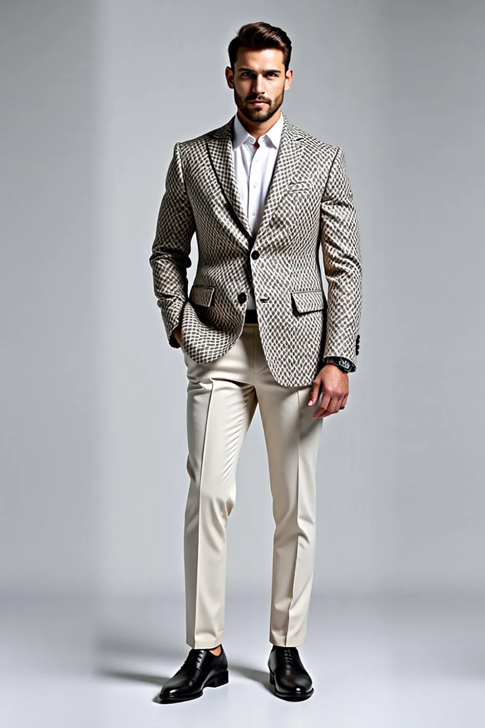 Grey Lapel Single Breasted 2 pieces Men's Suits sold by Zapaka