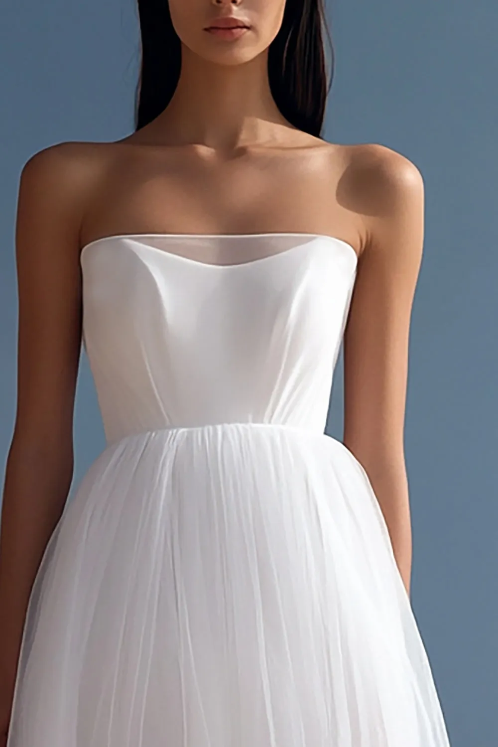 A Line Strapless Pleated Tulle Graduation Dress sold by Zapaka product image thumbnail 2