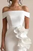 Off the Shoulder White Satin Graduation Dress with Ruffles sold by Zapaka