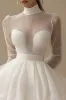 Puffy White A Line Illusion Neck Tulle Graduation Dress with Long Sleeves sold by Zapaka
