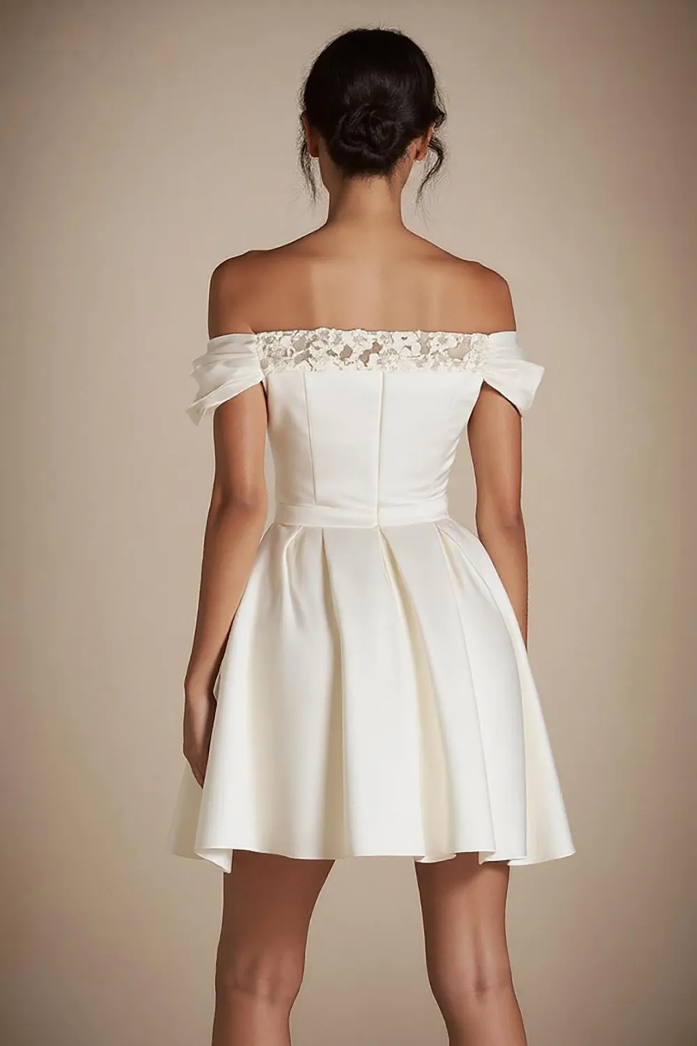 Off the Shoulder Lace White A Line Graduation Dress sold by Zapaka product image thumbnail 2