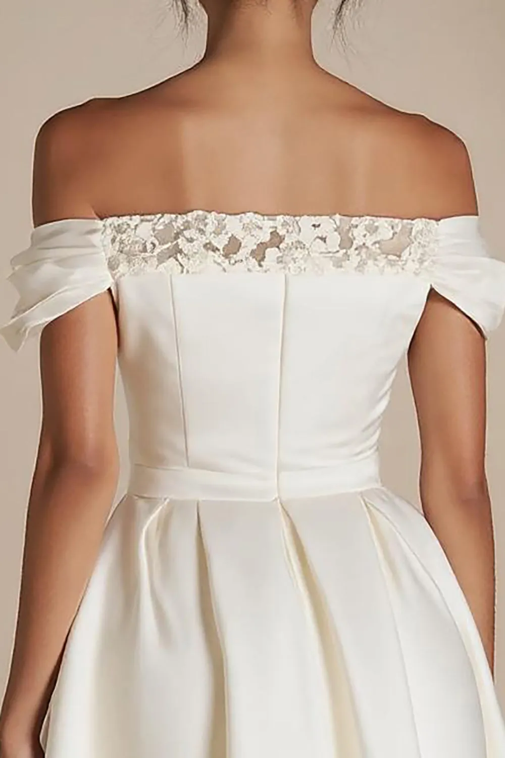 Off the Shoulder Lace White A Line Graduation Dress sold by Zapaka product image thumbnail 4