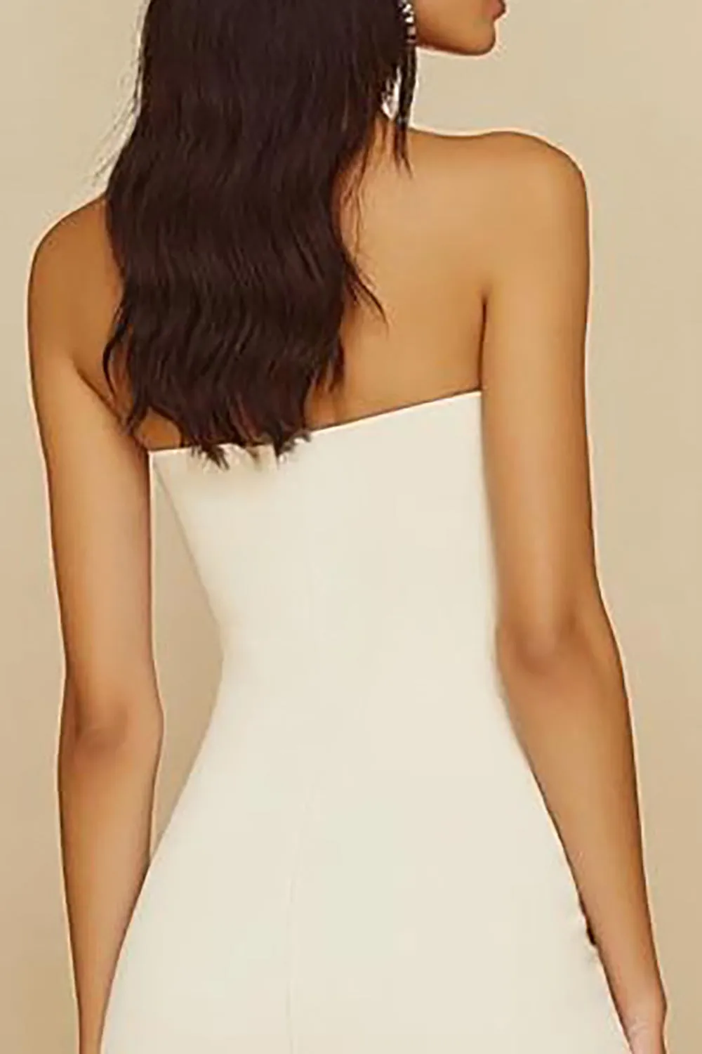 Strapless White Bodycon Graduation Dress with Ruffles sold by Zapaka product image thumbnail 4